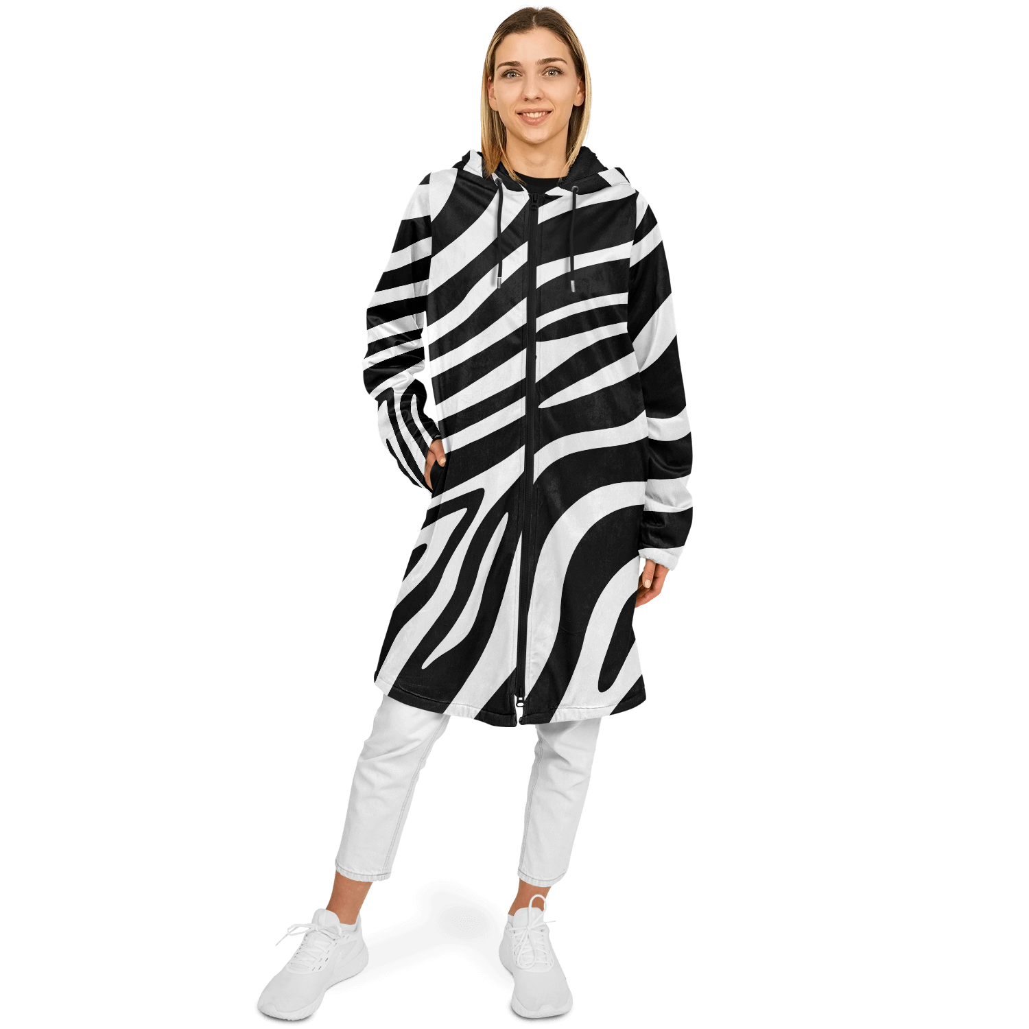 Zebra Zipper Cloak | Unisex HD Black & White