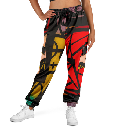 Abstract Red Cargo Sweatpants | HD Print