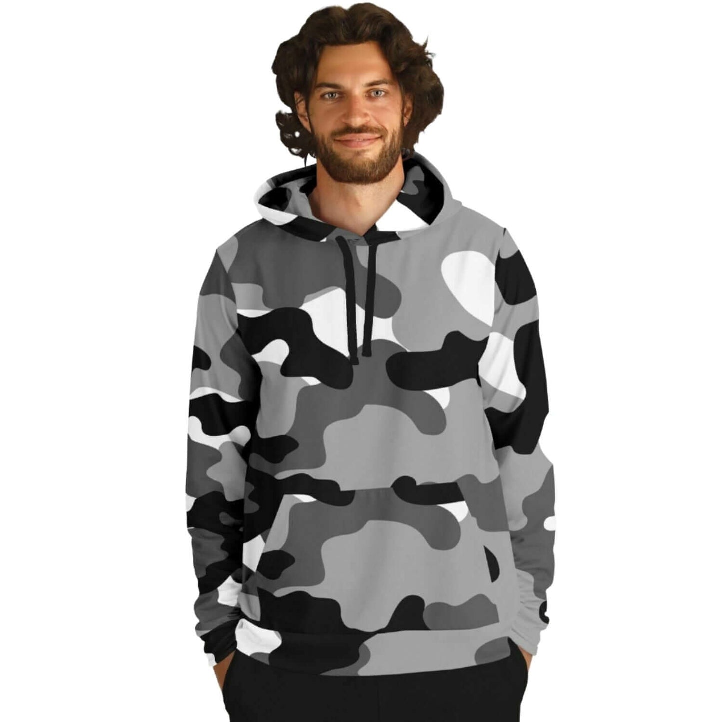 Black Gray & White Camouflage Hoodie