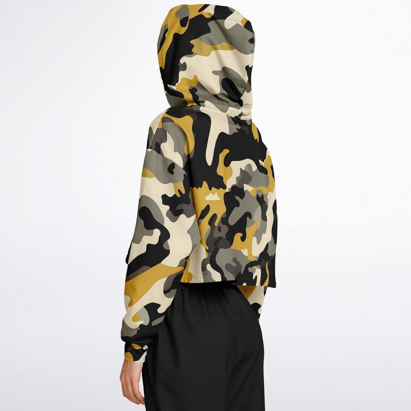 Black & Brown Cropped Camo Hoodie