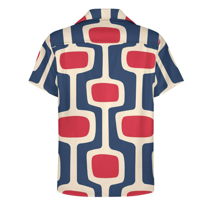Red & Blue Atomic | Cuban Collar Shirt