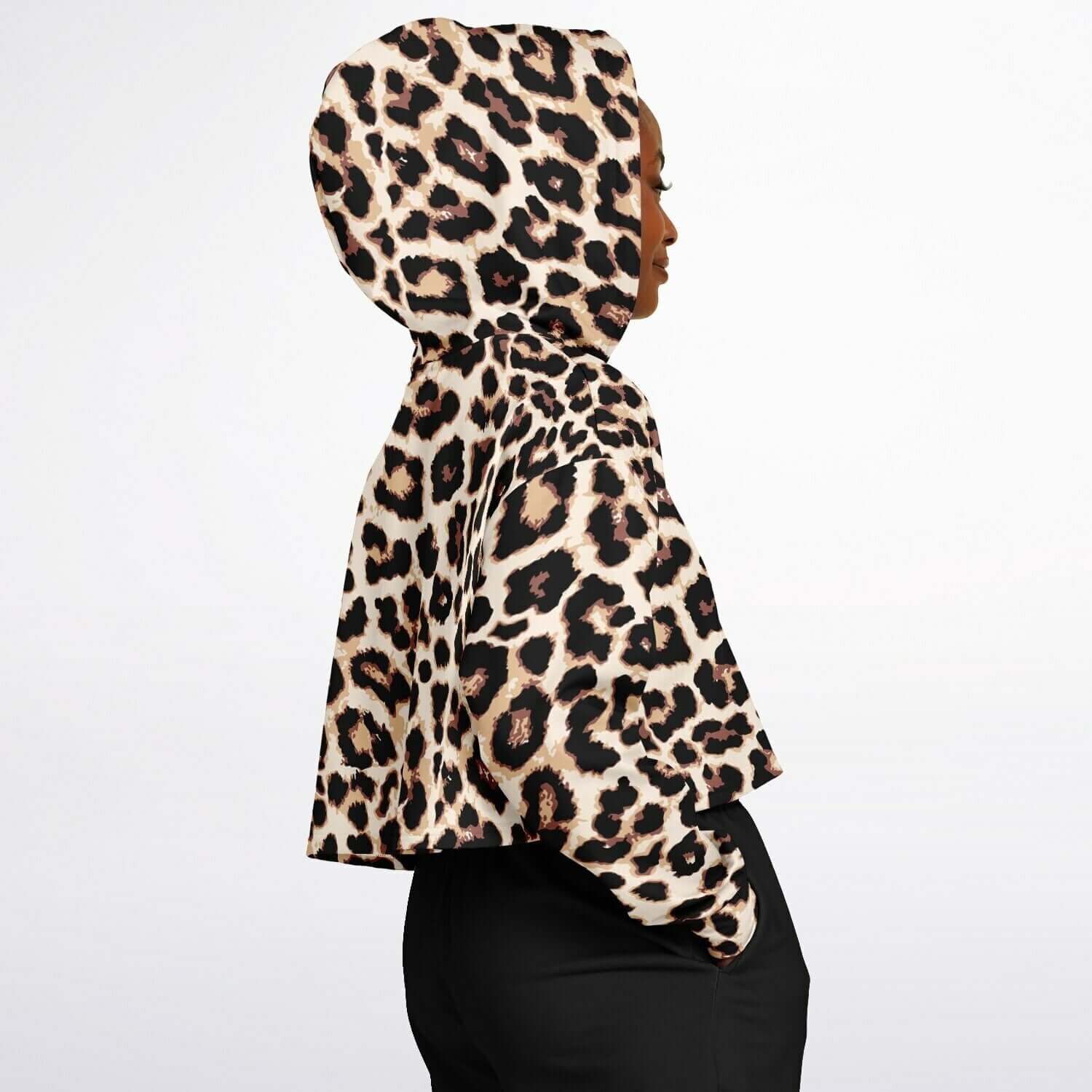 Leopard Cropped Hoodie | Black & Cream Pattern