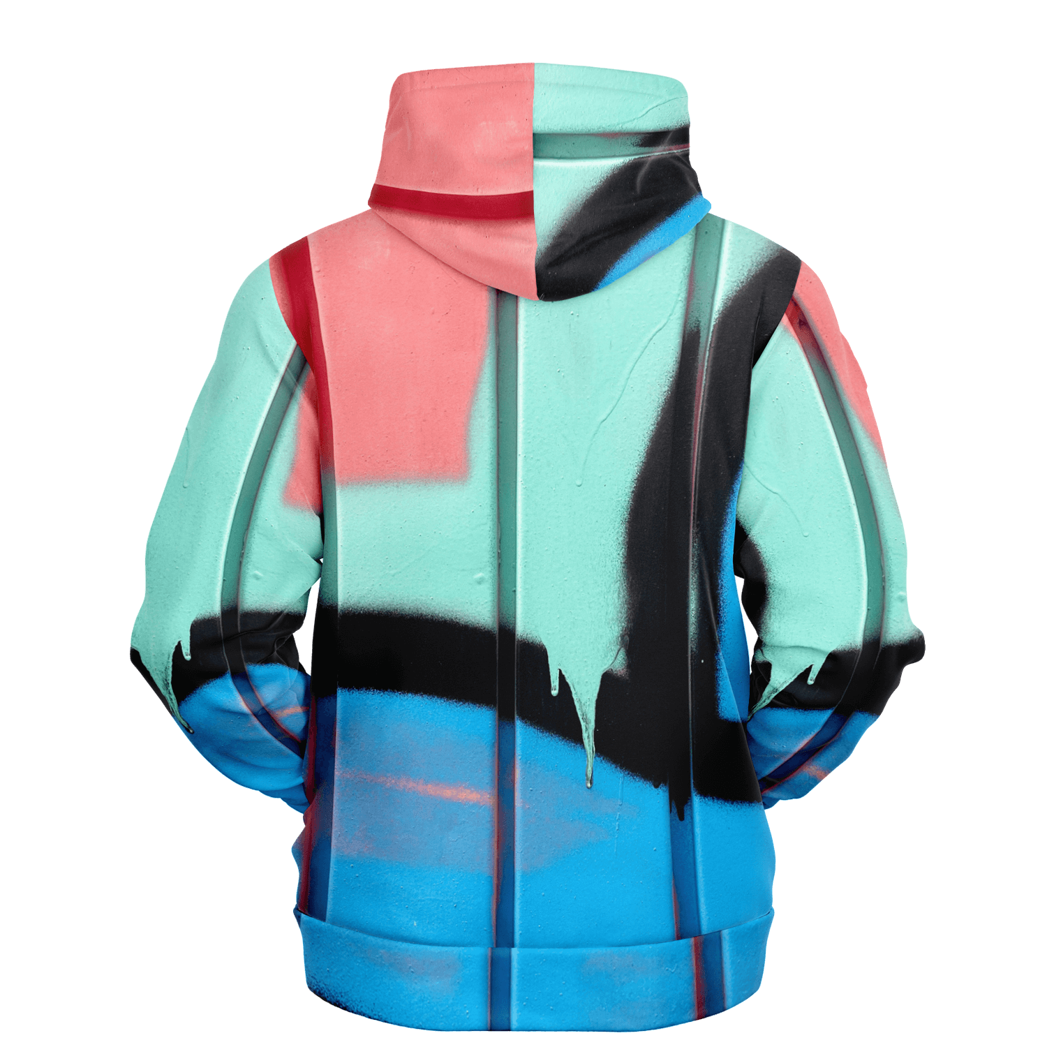 Streetwear Hoodie | Blue, Pink & Mint Green Graffiti Art