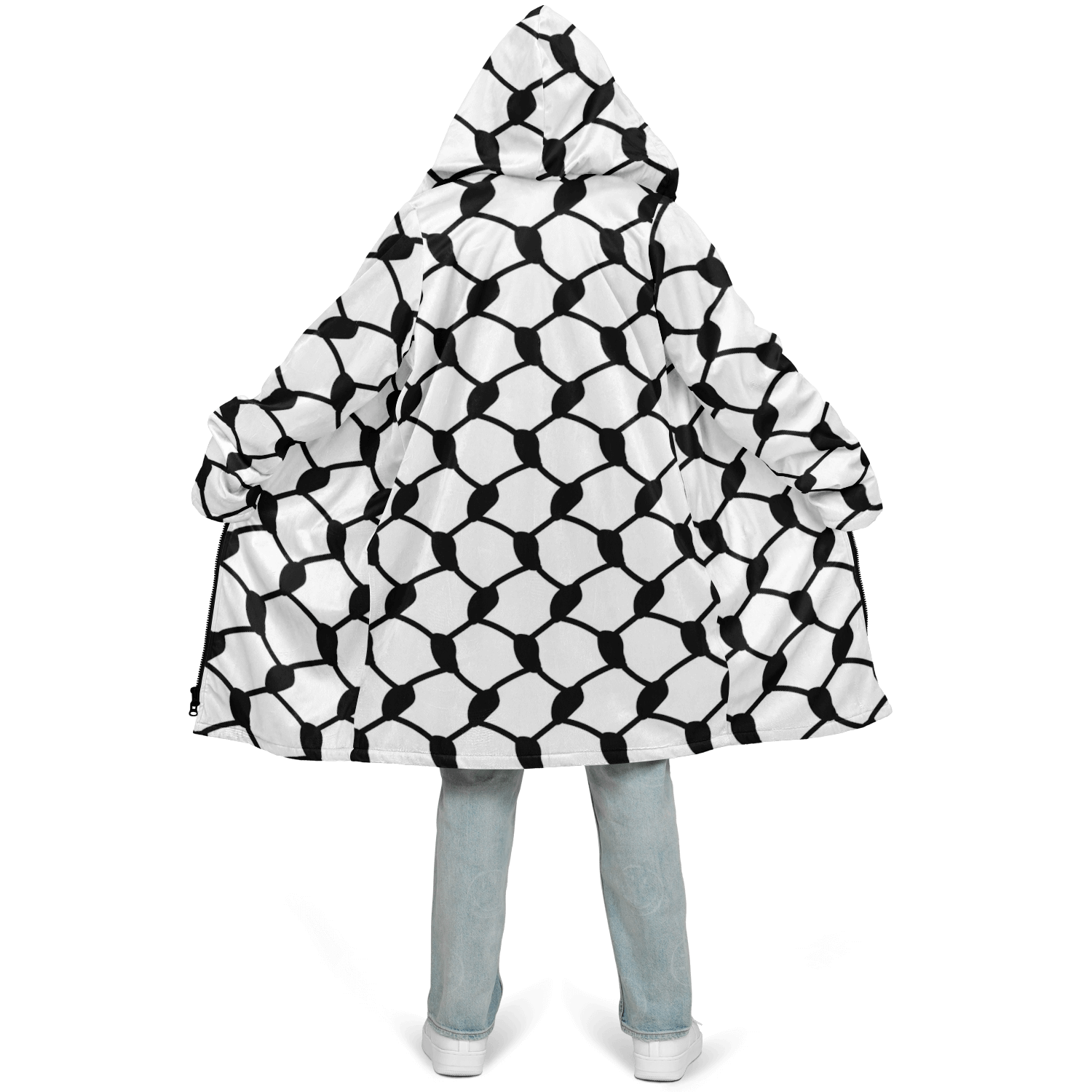 Keffiyeh Cloak With a Zipper | Black & White HD Print