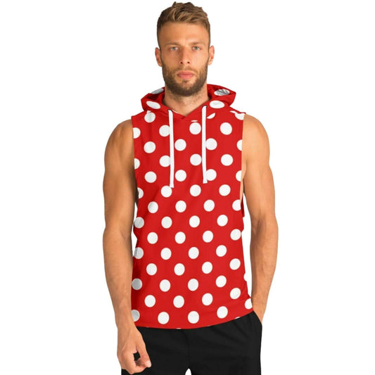 White Dots On A Red Sleeveless Hoodie