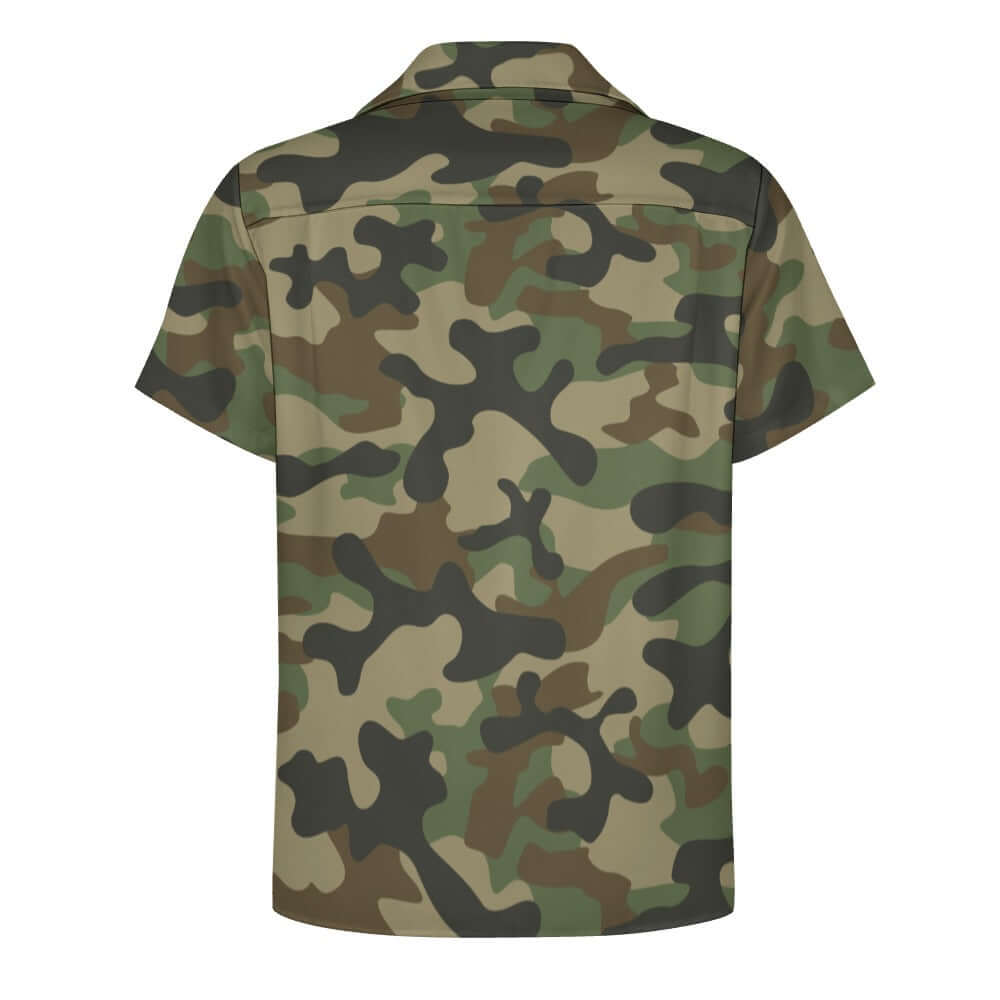 Green Commando Camo Cuban Collar Shirt