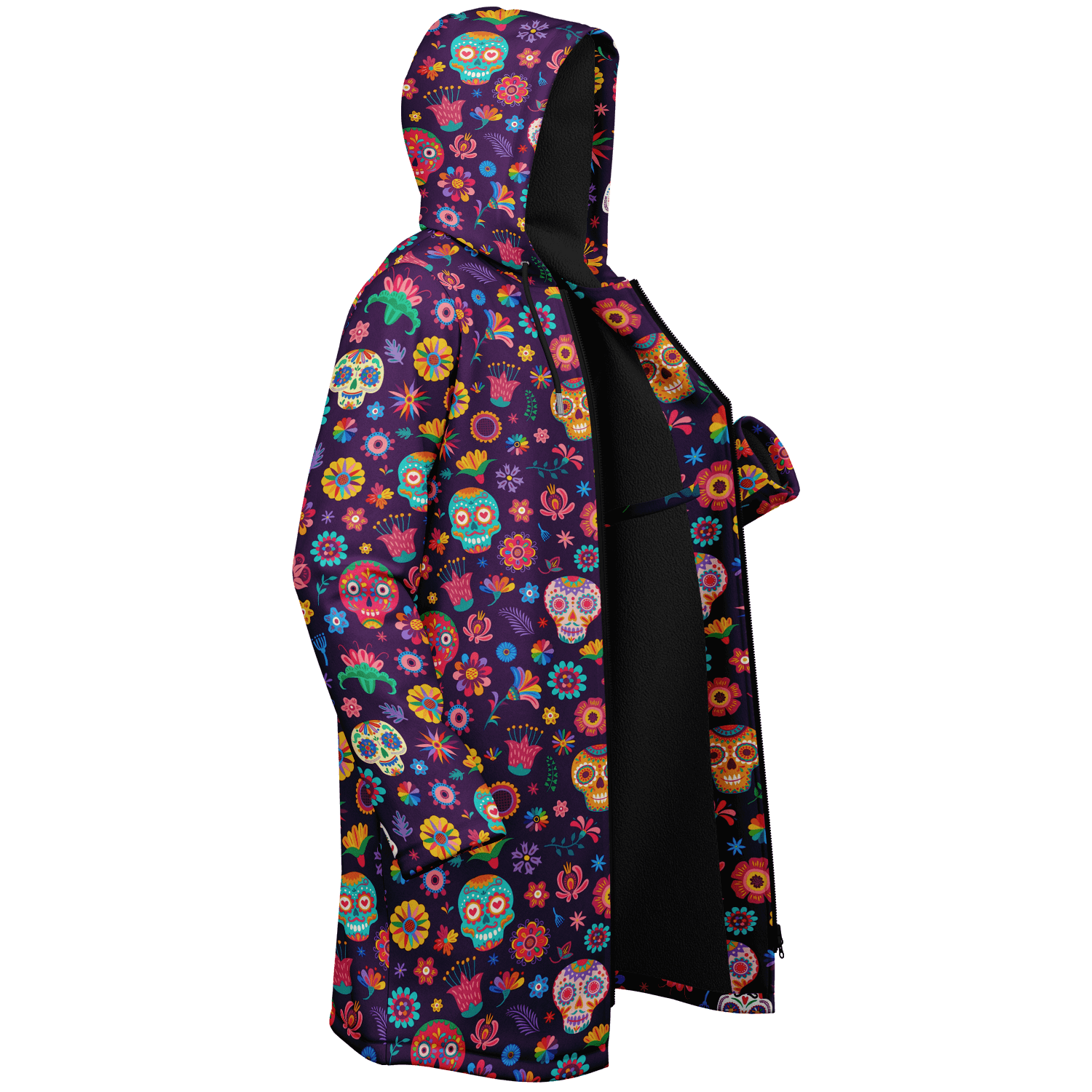 Dia De Los Muertos Mexican Cloak With a Zipper