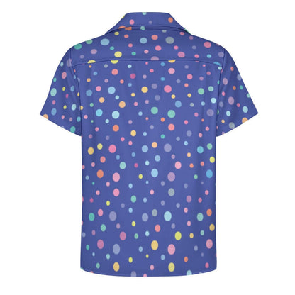 San Marino Blue Polka Dots Cuban Collar Shirt
