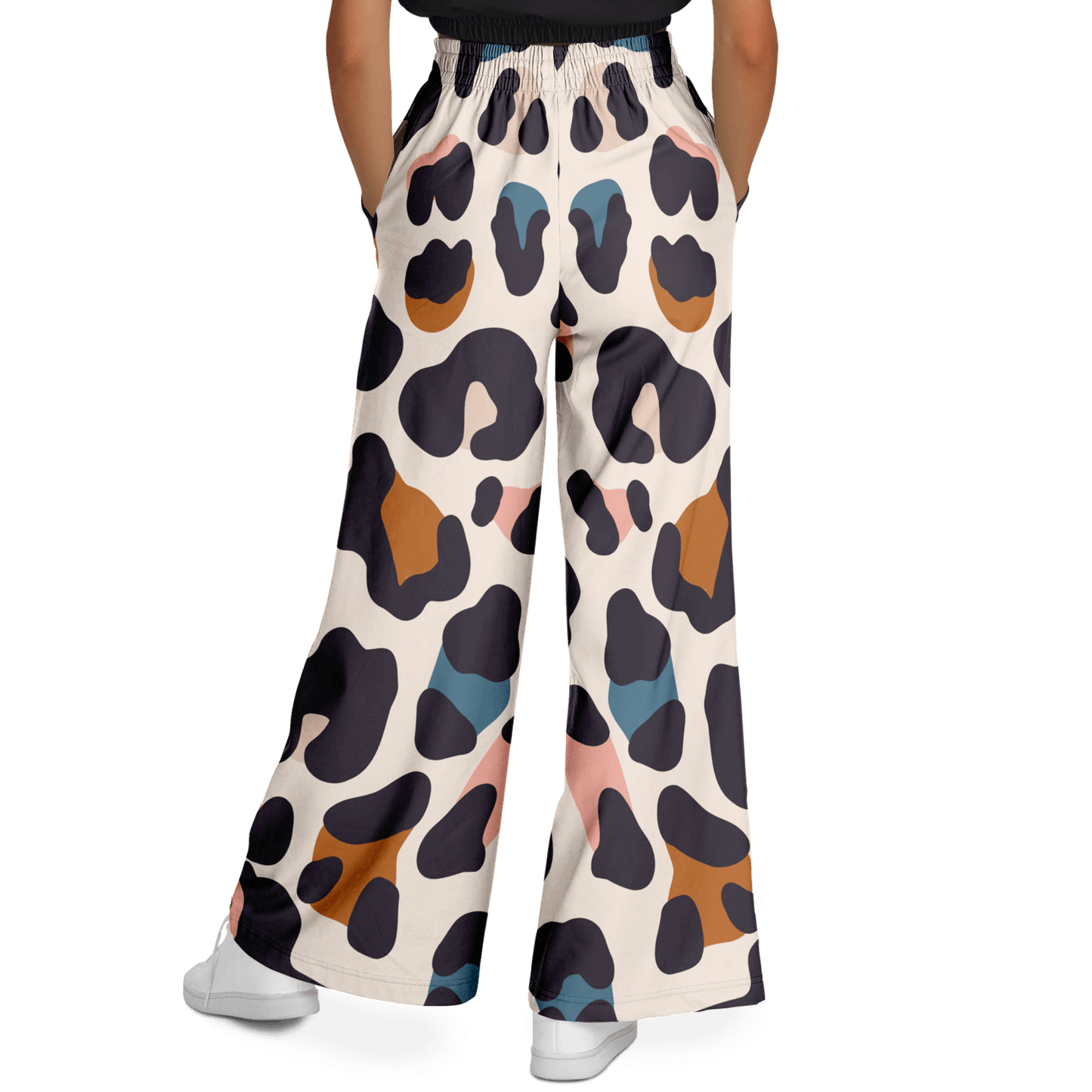 Women's Wide Leg Pants | Leopard Pastel HD Print