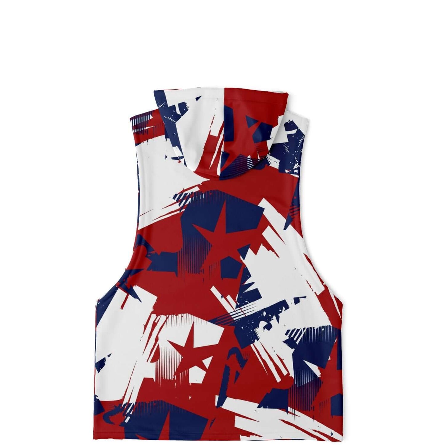 Red Blue White Sleeveless Hoodie | Abstract Stars