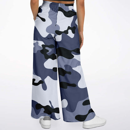 Camo Wide Leg Pants For Women | Blue & Black