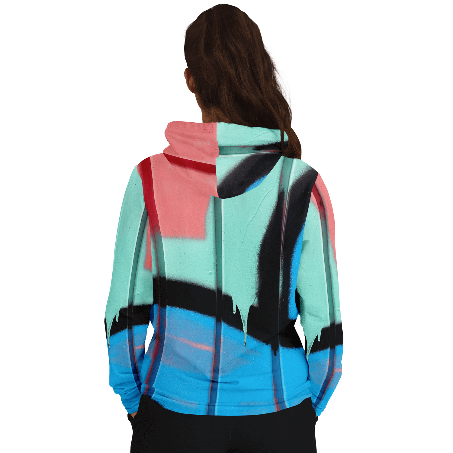 Streetwear Hoodie | Blue, Pink & Mint Green Graffiti Art