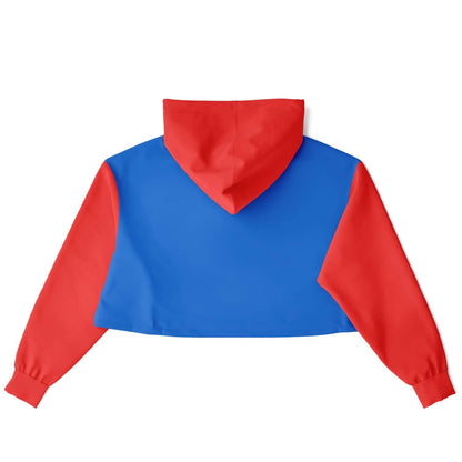 Red & Blue Pop Art Cropped Hoodie