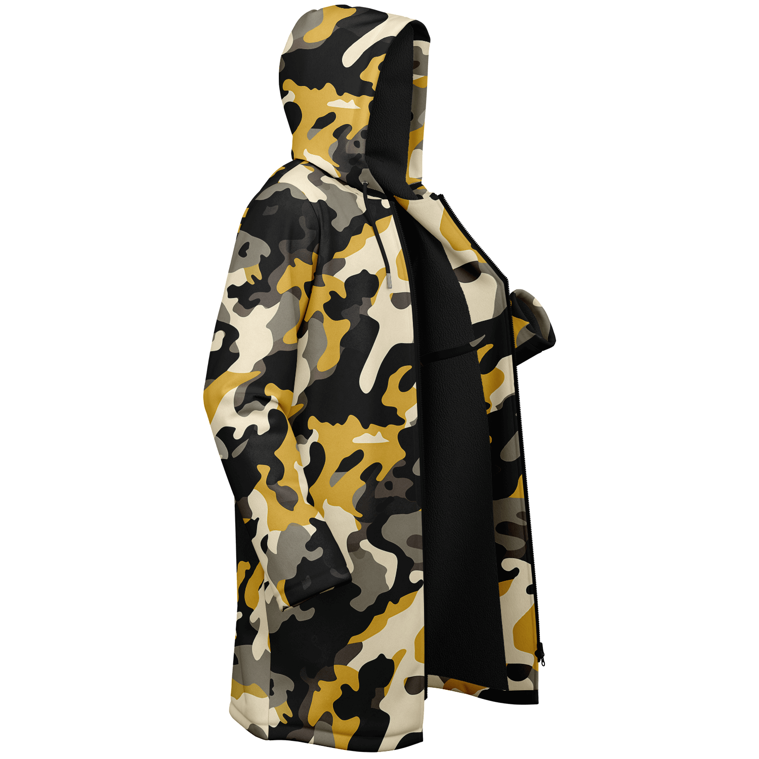 Zippered military brown and black camo cloak