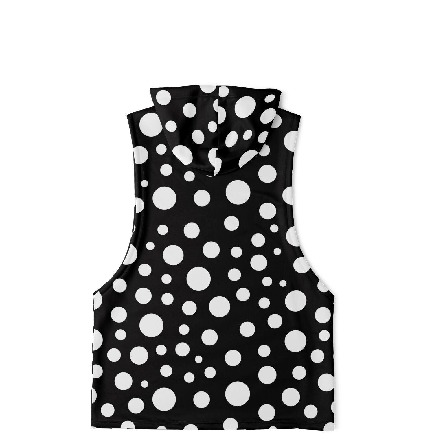 White & Black Polka Dot Sleeveless Hoodie