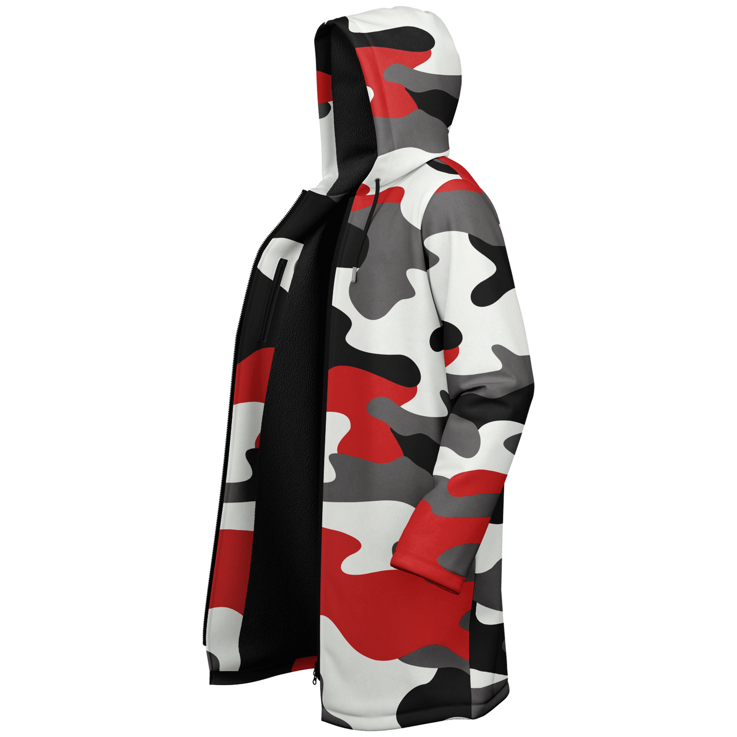 Red Black & White Camo Cloak With a Zipper