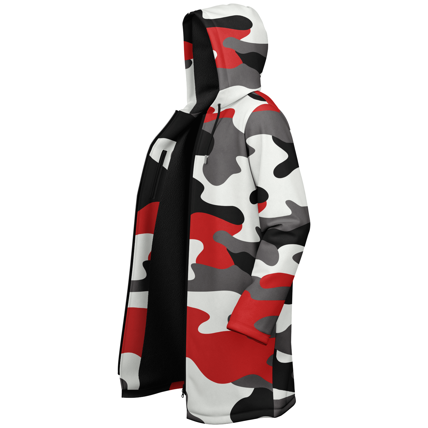 Red Black & White Camo Cloak With a Zipper