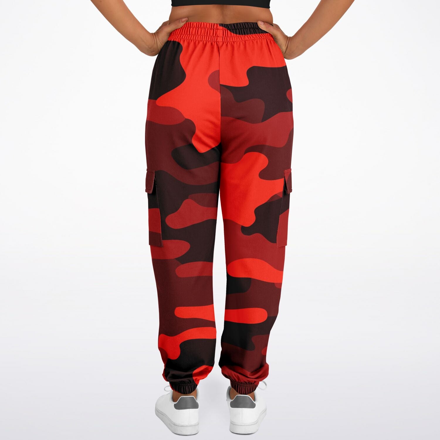 Scarlet Red & Black Camouflage Cargo Sweatpants