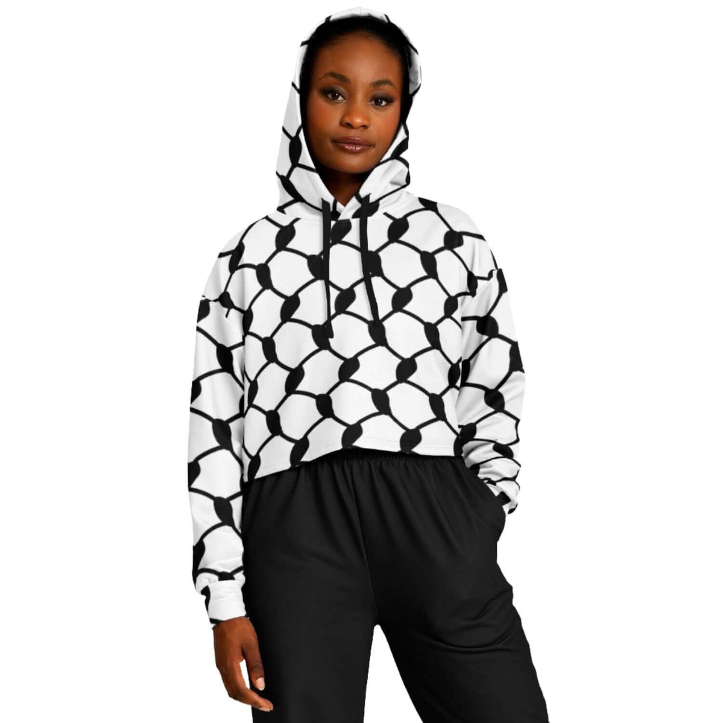 Keffiyeh Cropped Hoodie | Black & White