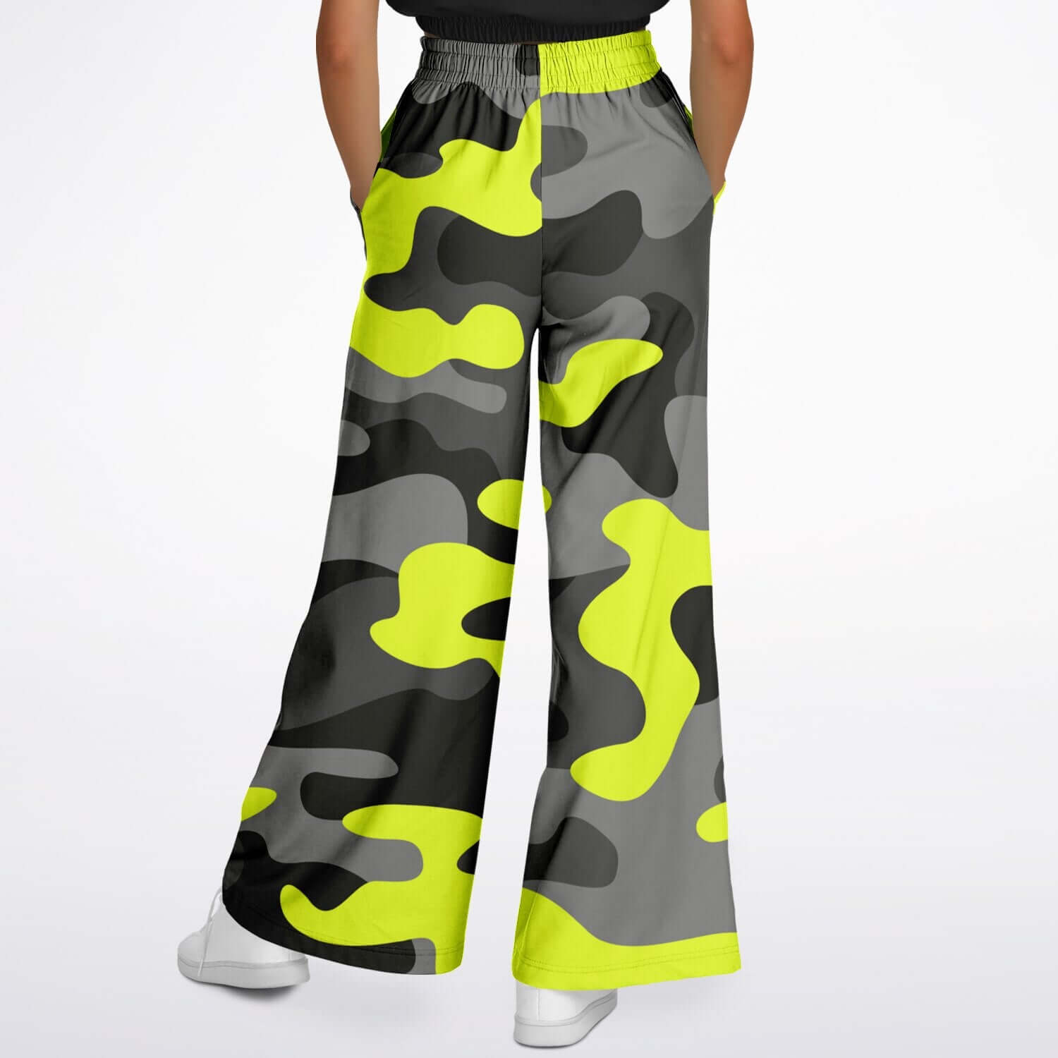 Camo Wide Leg Pants For Women | Olive Black & Yellow