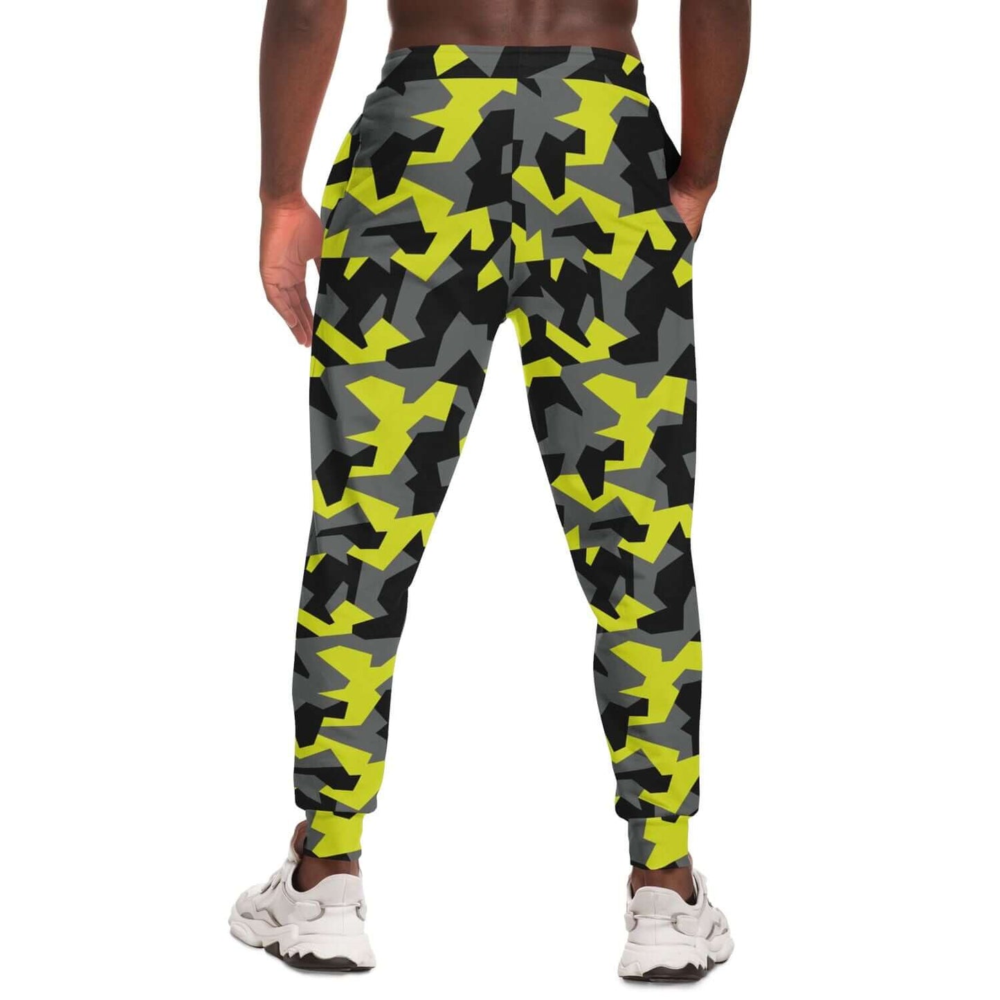 Camo Track Pants | Geometric Black & Yellow