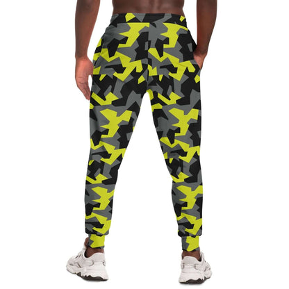 Camo Track Pants | Geometric Black & Yellow