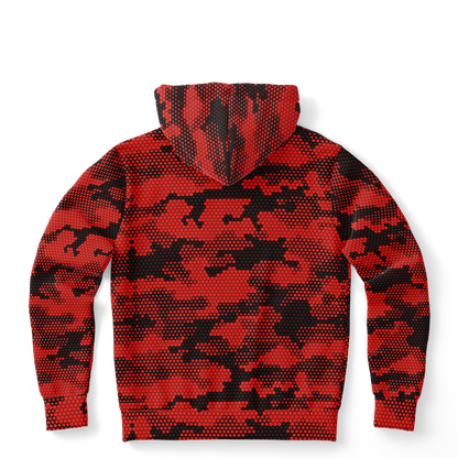 Pixel Camo Hoodie | Red Digital Camouflage Pattern