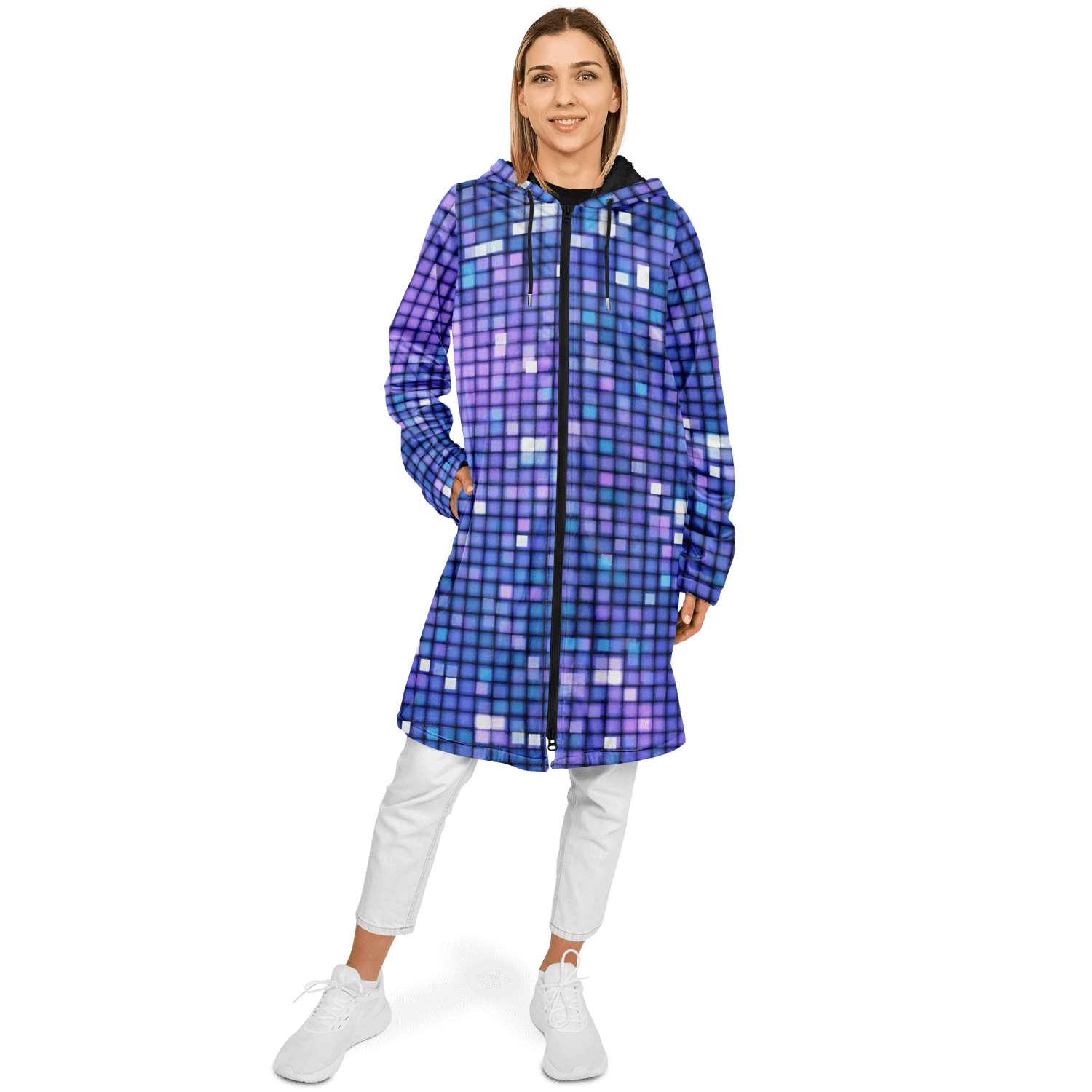 Glittering Blue Disco Ball Cloak With a in Zipper