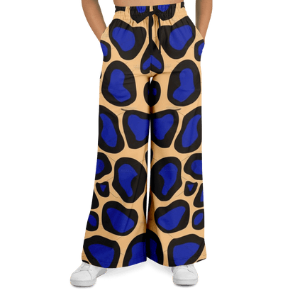 Women's Wide Leg Pants | Leopard Black & Blue