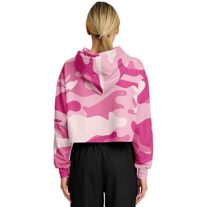 Lavender Pink Camo Cropped Hoodie For Women