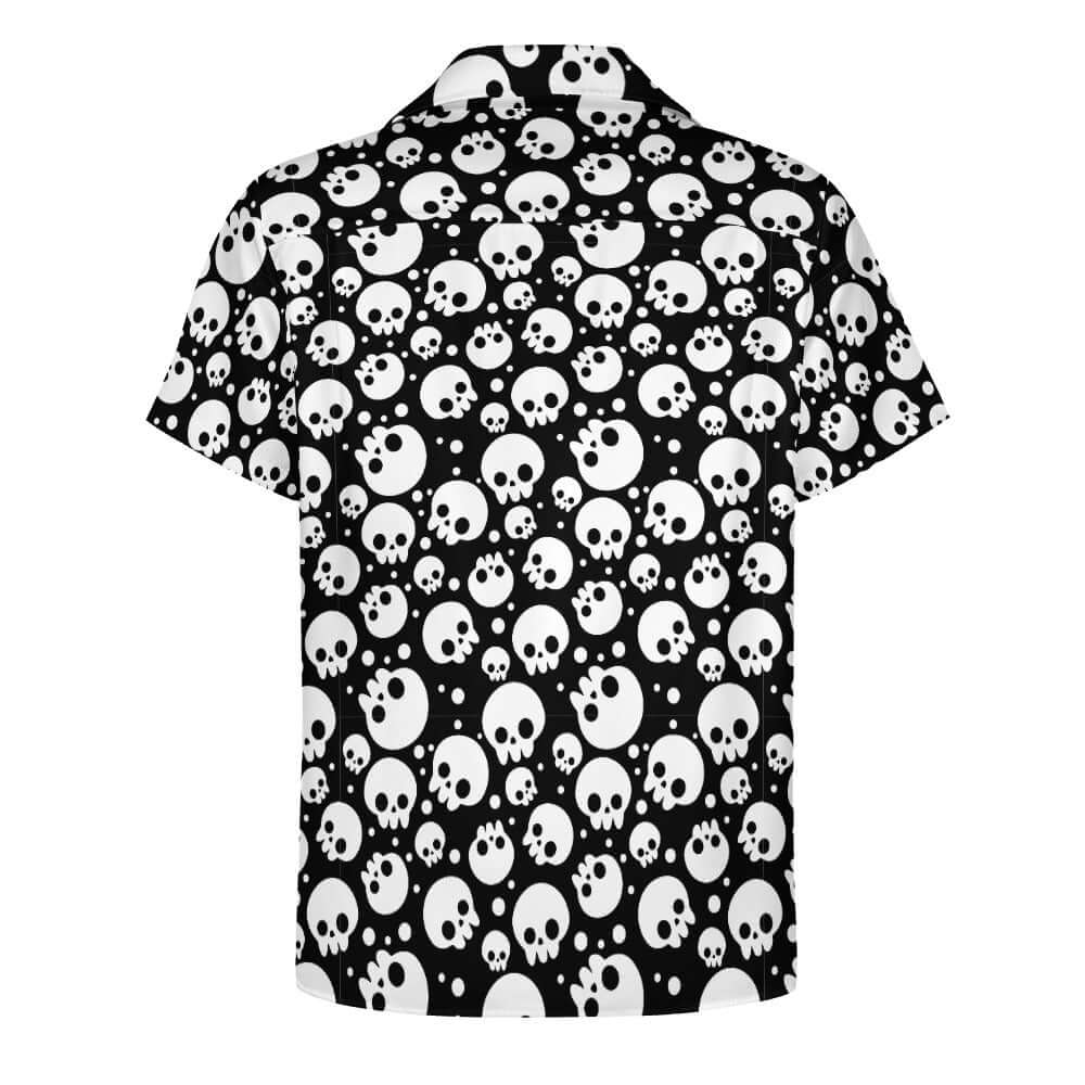 Black & White Skuls Cuban Collar Shirt