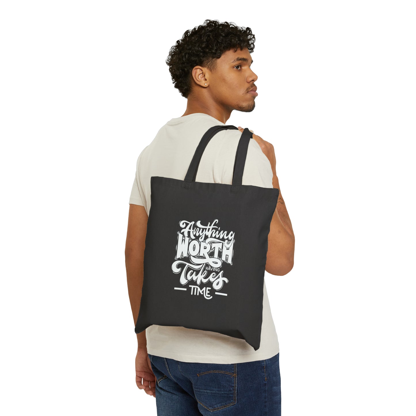 Cotton Canvas Tote Bag | Worth Black - Ribooa