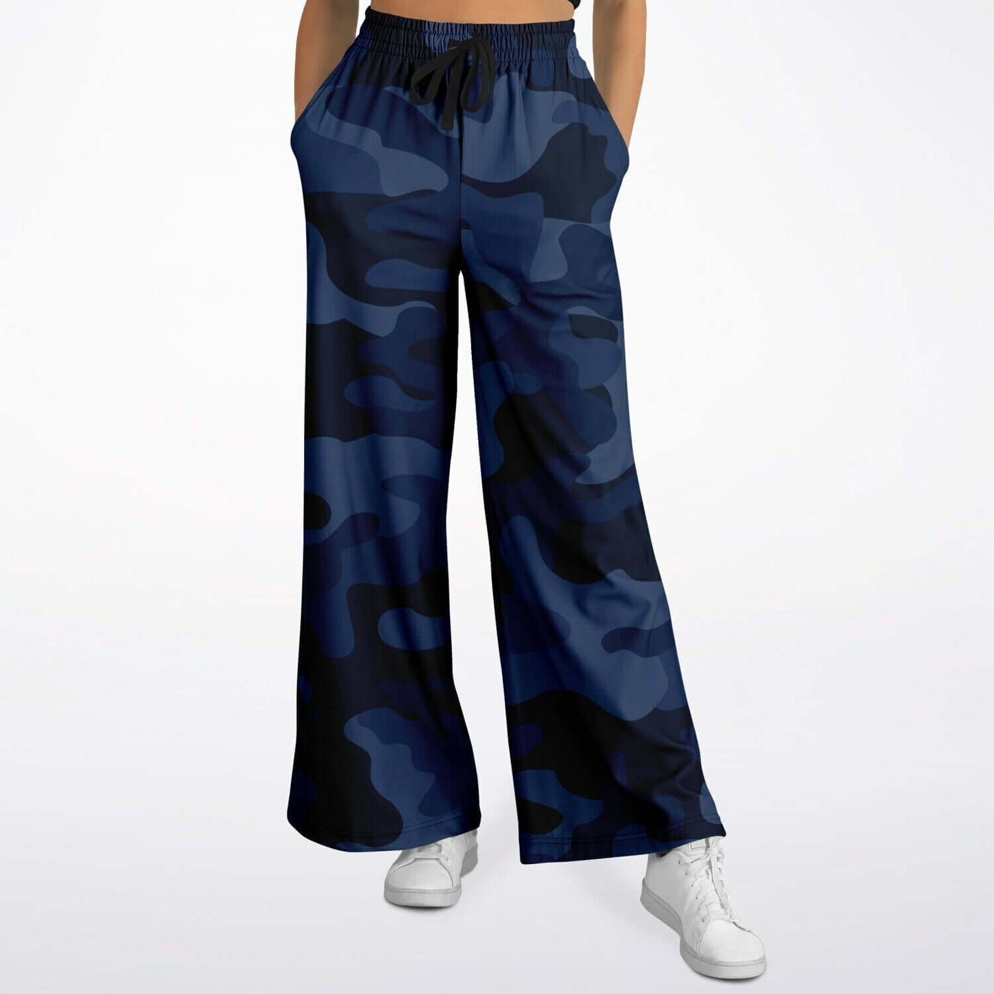 Camo Wide Leg Pants For Women | Deep Blue