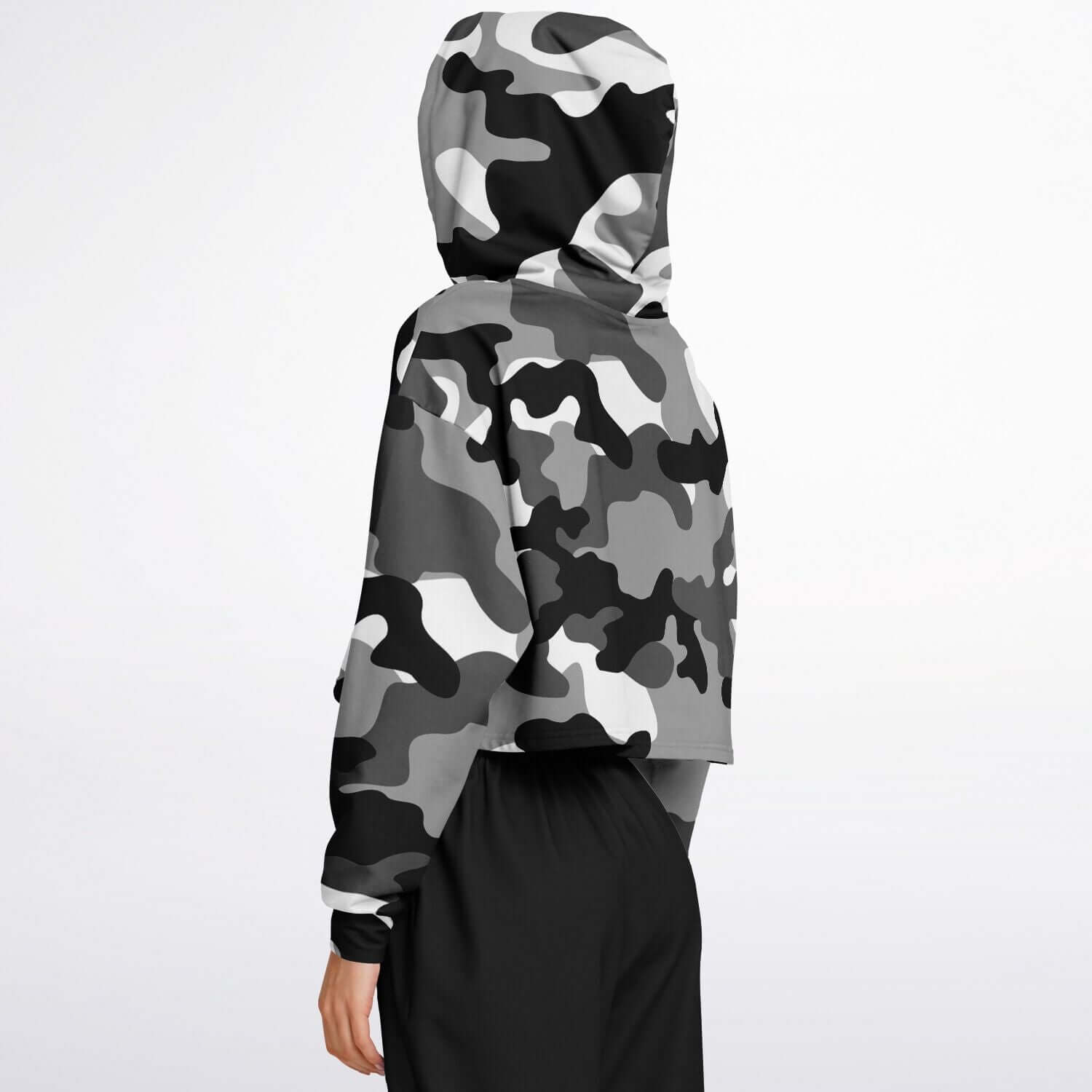 Black & White Camo Cropped Hoodie | LUSH