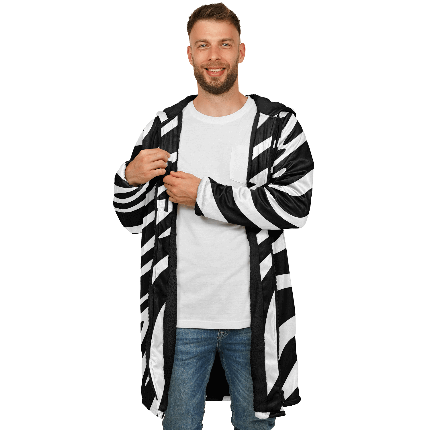 Zebra Zipper Cloak | Unisex HD Black & White