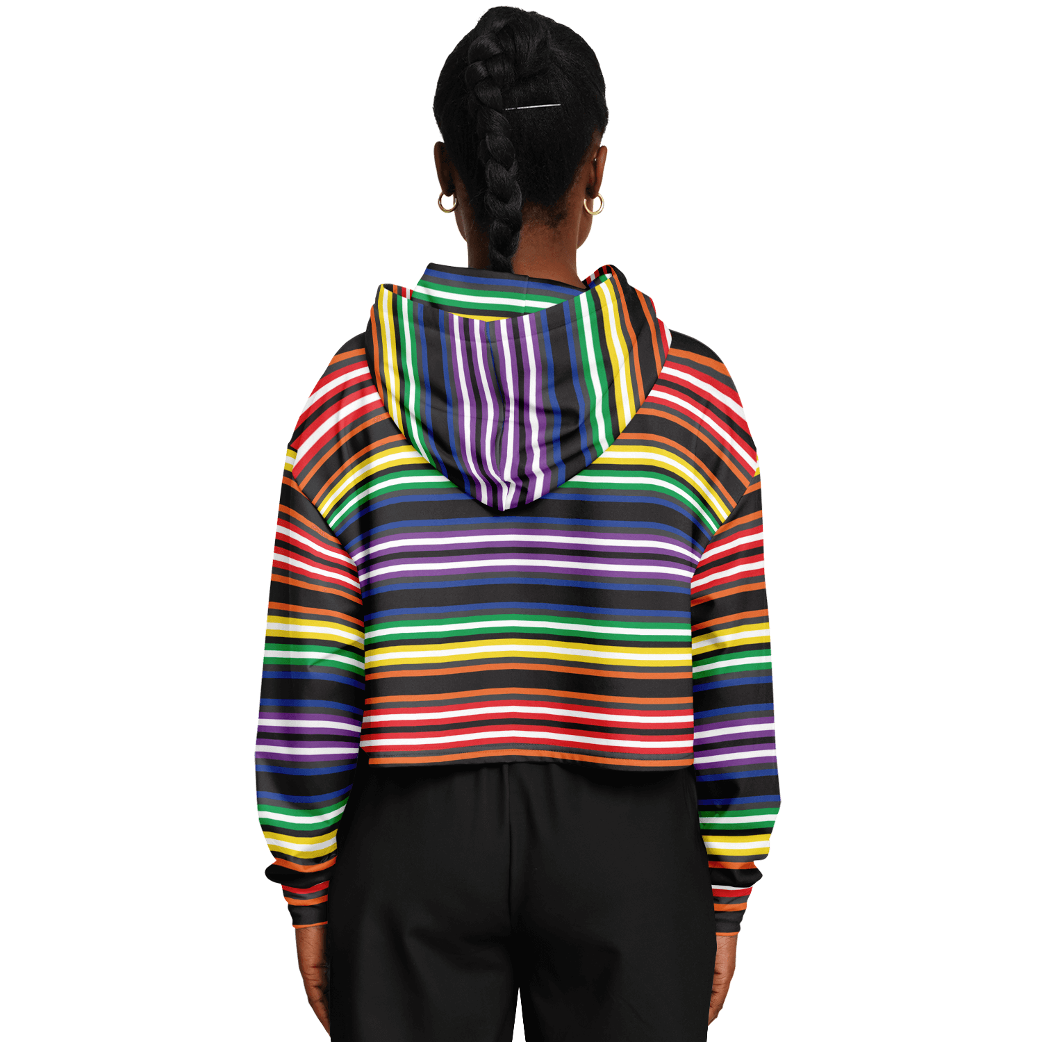 Cropped Hoodie | Rainbow Horizontal Stripes