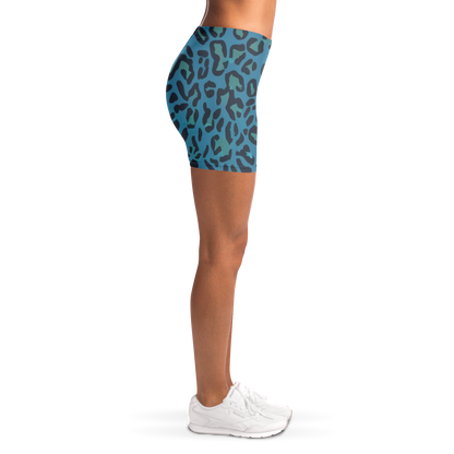 Blue Leopard Legging Shorts | HD Print