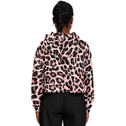 Leopard Cropped Hoodie | Black & Pippin Pattern