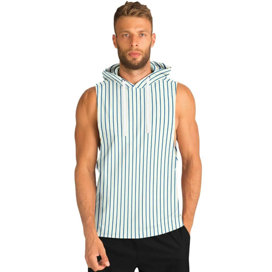 Sleeveless Hoodie For Men | Thin Blue Lines | White HD