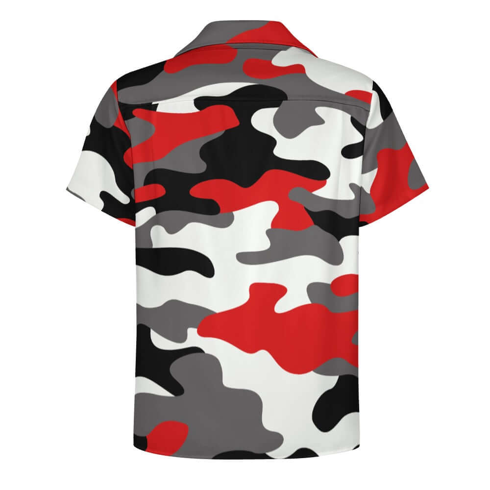 Milano Red Black & White Camouflage Cuban Collar Shirt