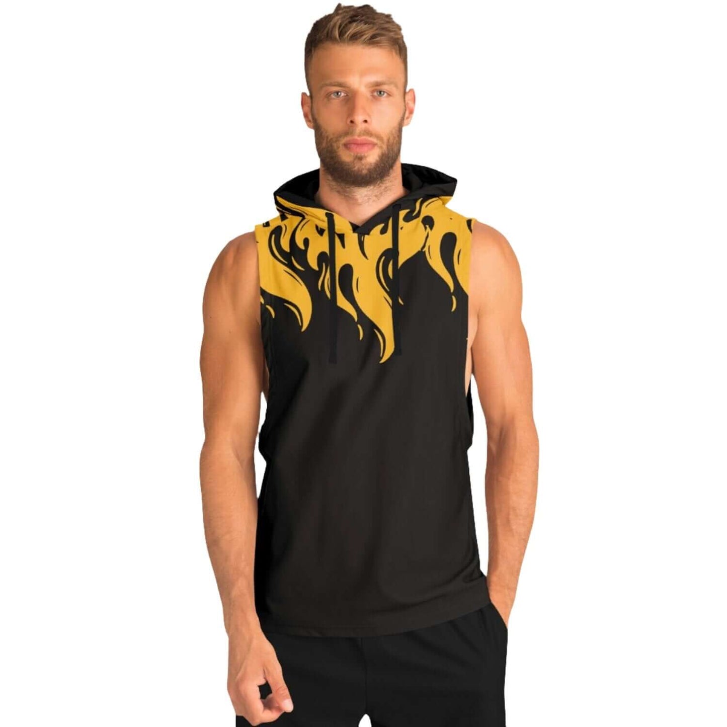 Black Sleeveless Hoodie For Men | Blazing Fire