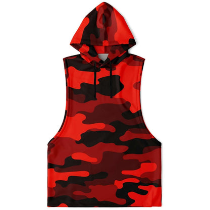 Scarlet Red & Black Camo Sleeveless Hoodie