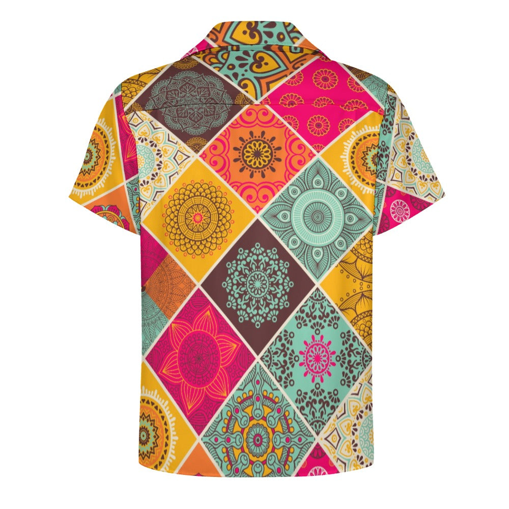 Vintage Mandala Cuban Collar Shirt