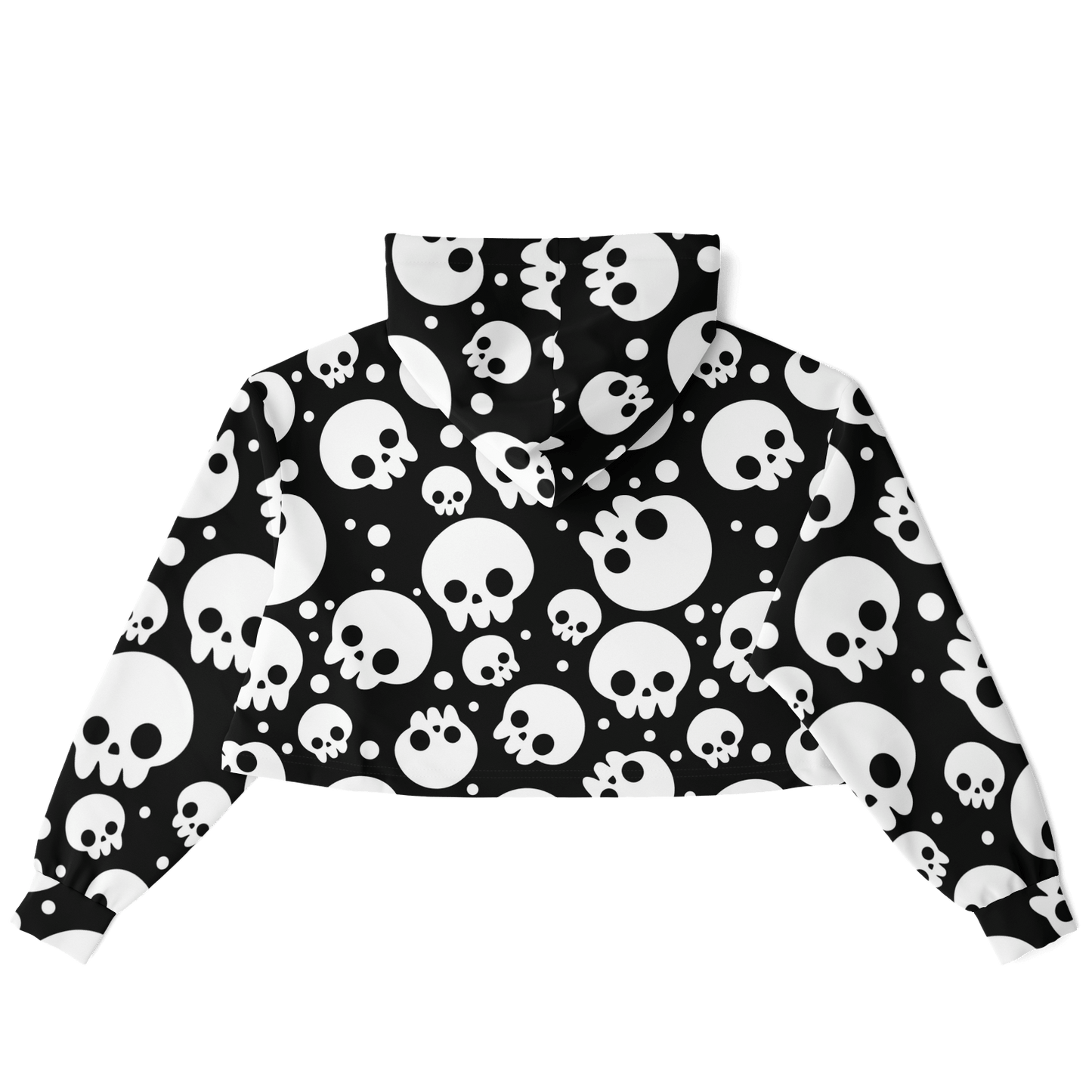 Skulls Cropped Hoodie For Women | Black & White