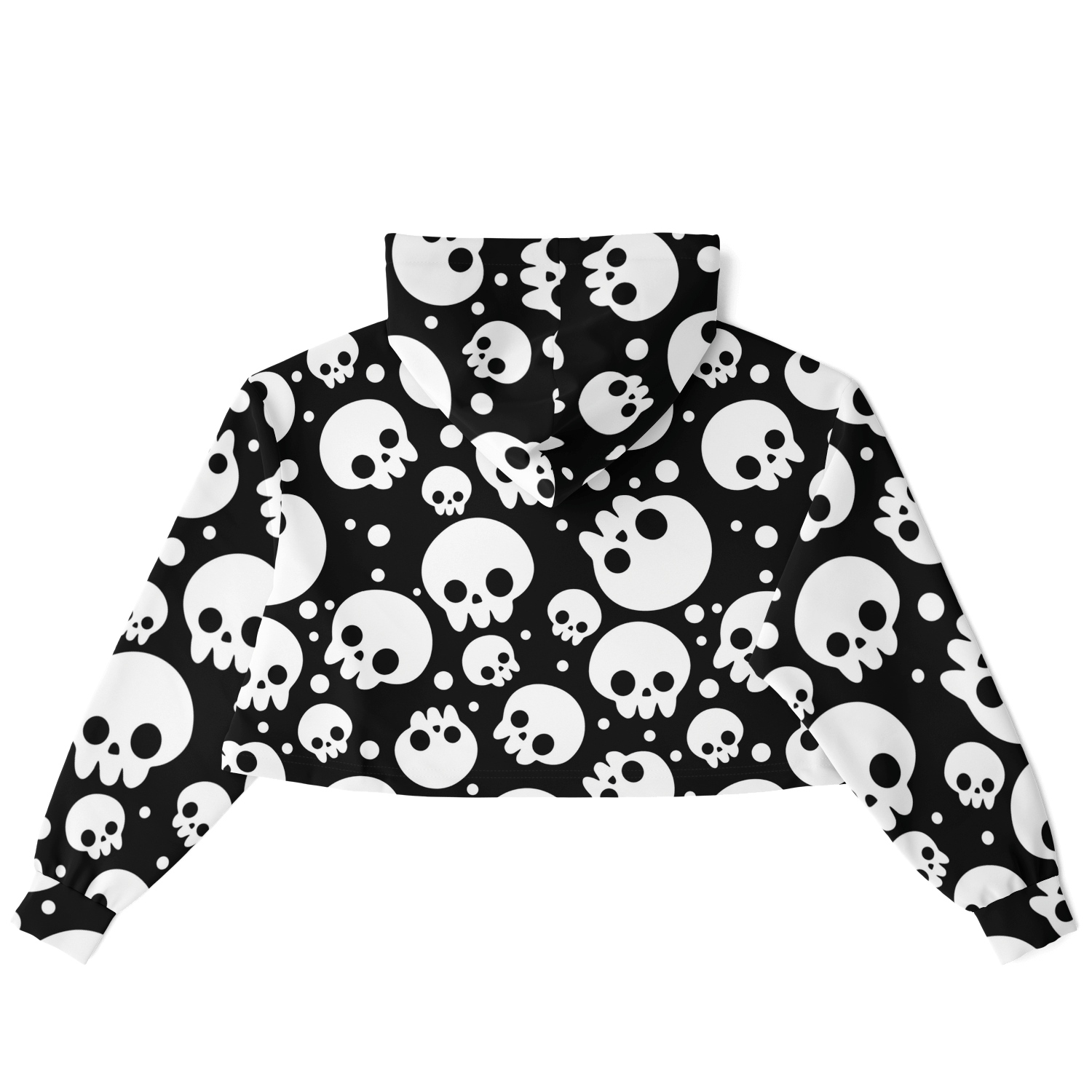 Skulls Cropped Hoodie For Women | Black & White