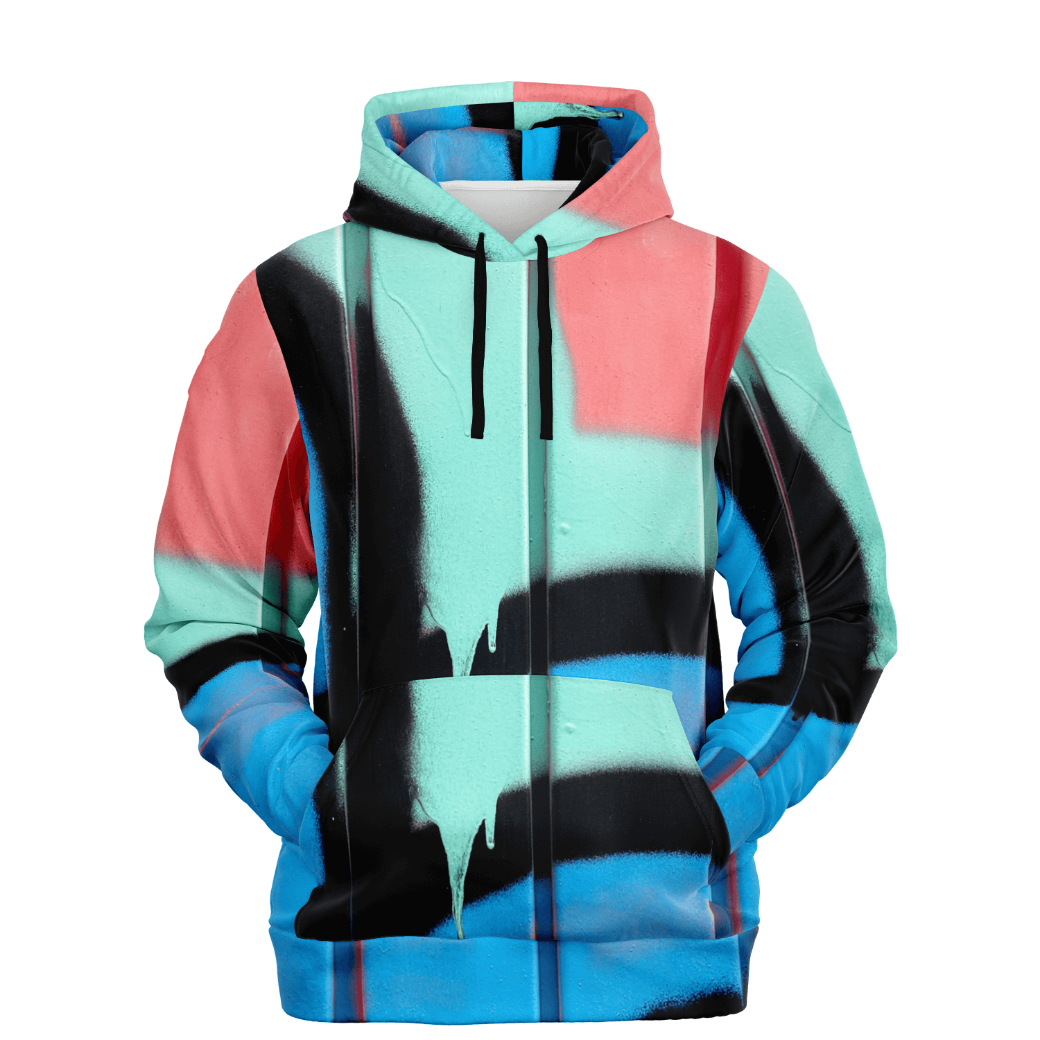 Streetwear Hoodie | Blue, Pink & Mint Green Graffiti Art