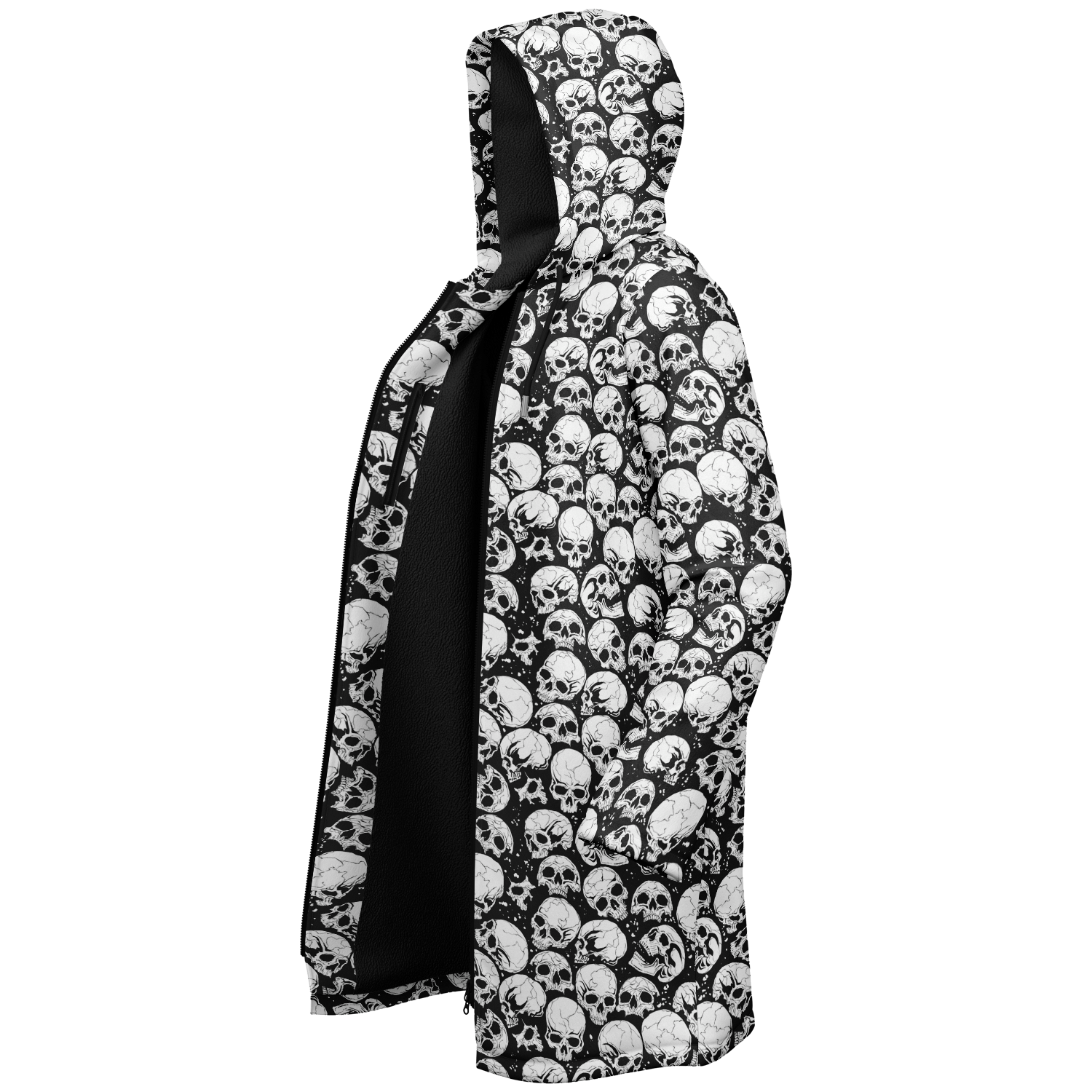 Skulls Zipper Cloak | Black & White