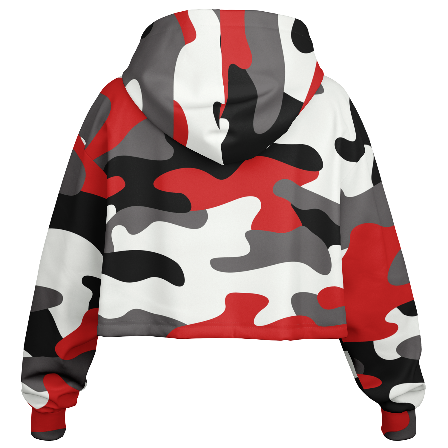 Red Black & White Camo Cropped Hoodie