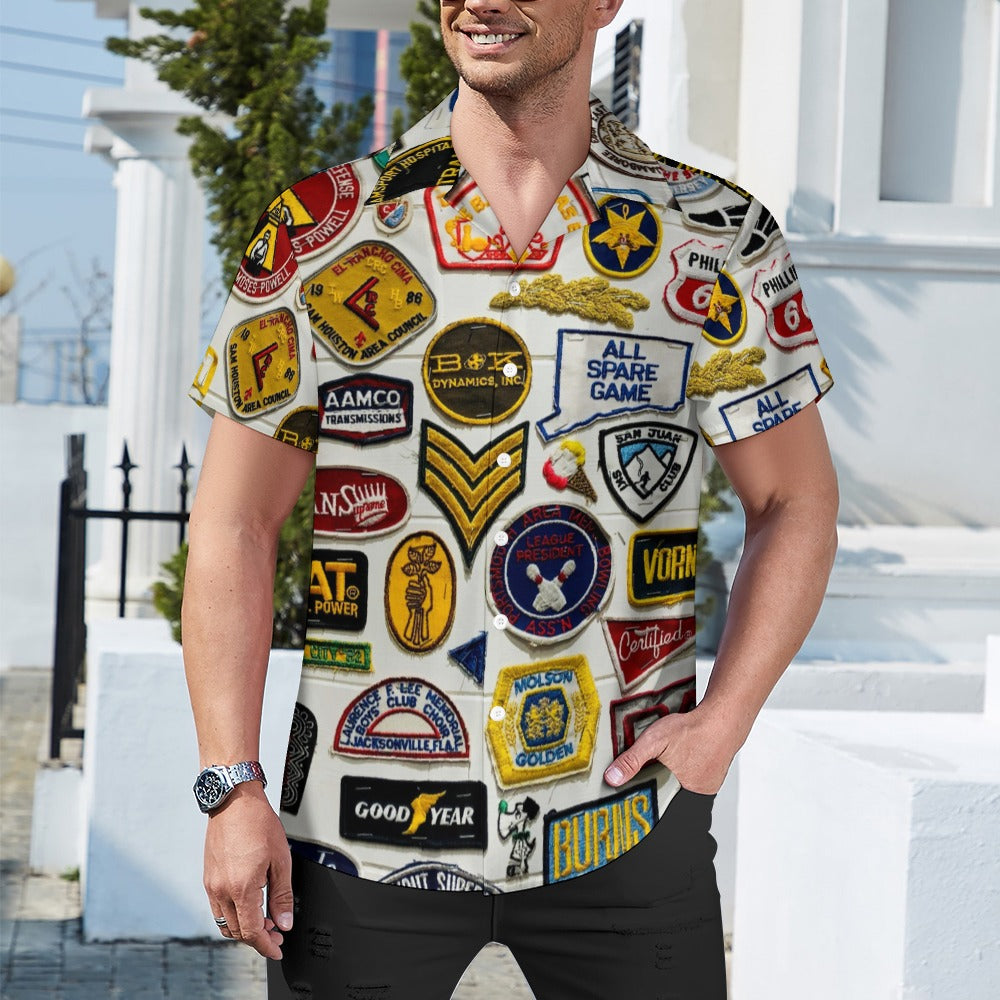 Funky Patches Cuban Collar Shirt