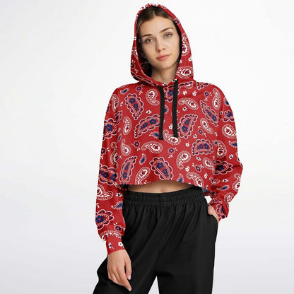 Red Paisley Bandana Cropped Hoodie